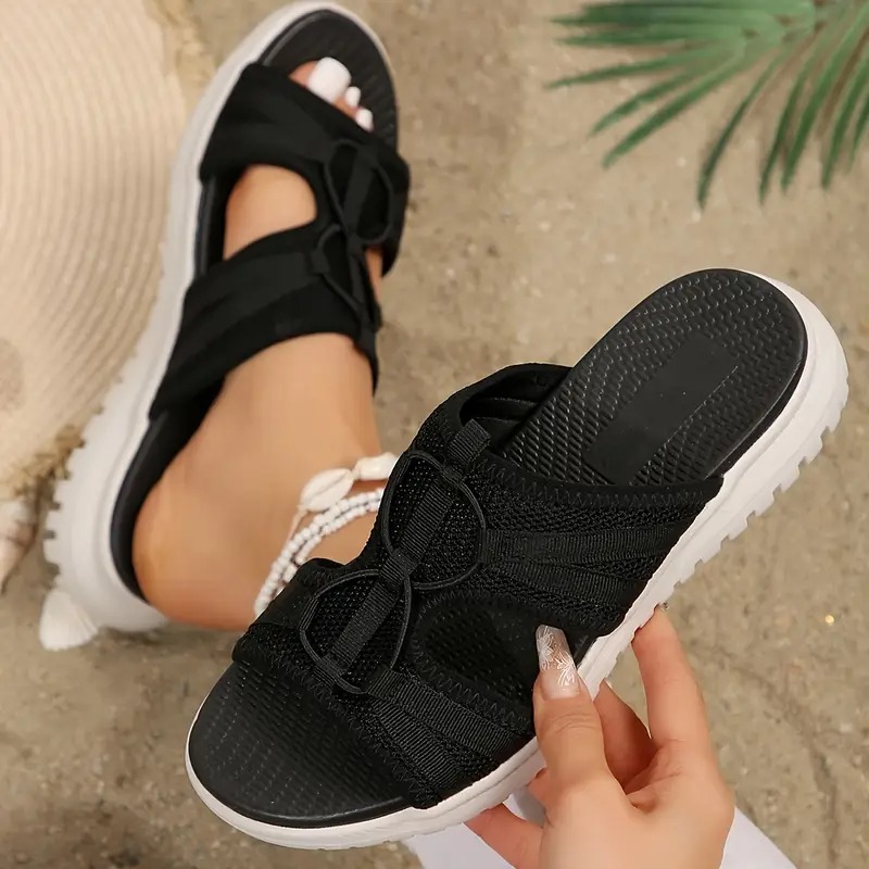 Womens Solid Color Fashion Slides