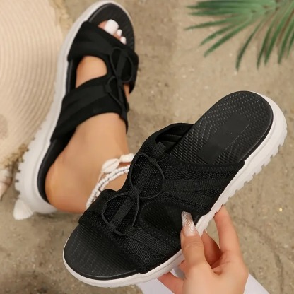 Womens Solid Color Fashion Slides