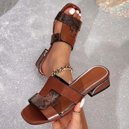 Retro-Inspired Low Chunky Heel Sandals