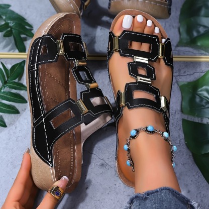 Women's T-Strap Platform Wedge Heel Sandals