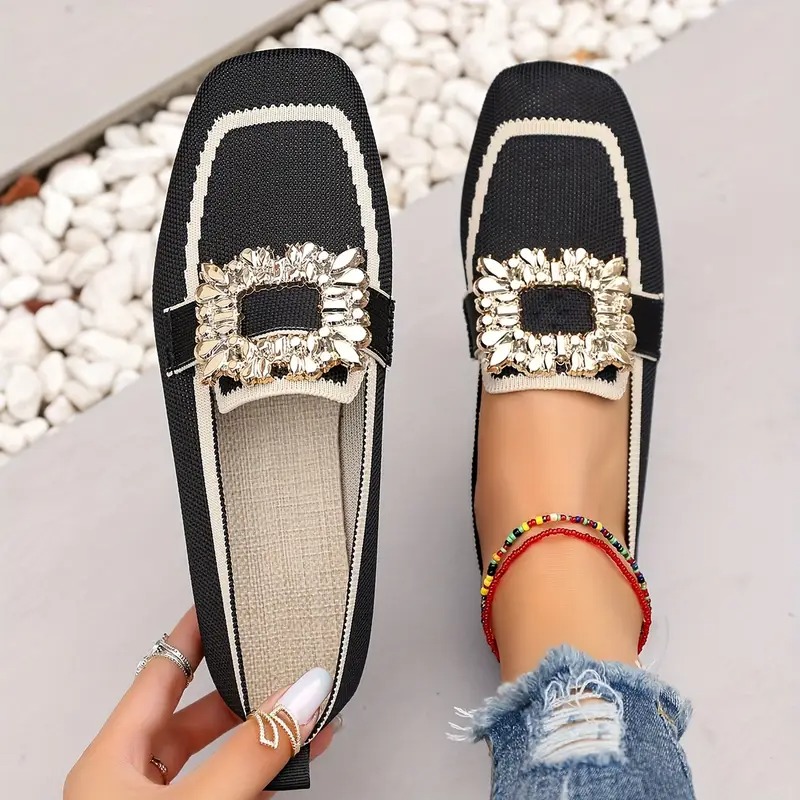Women's Elegant Crystal Slip Flats