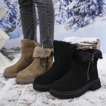 Winter Fur Integrated Short Boots