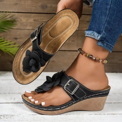 Women's Flower Wedding Wedge Slipper