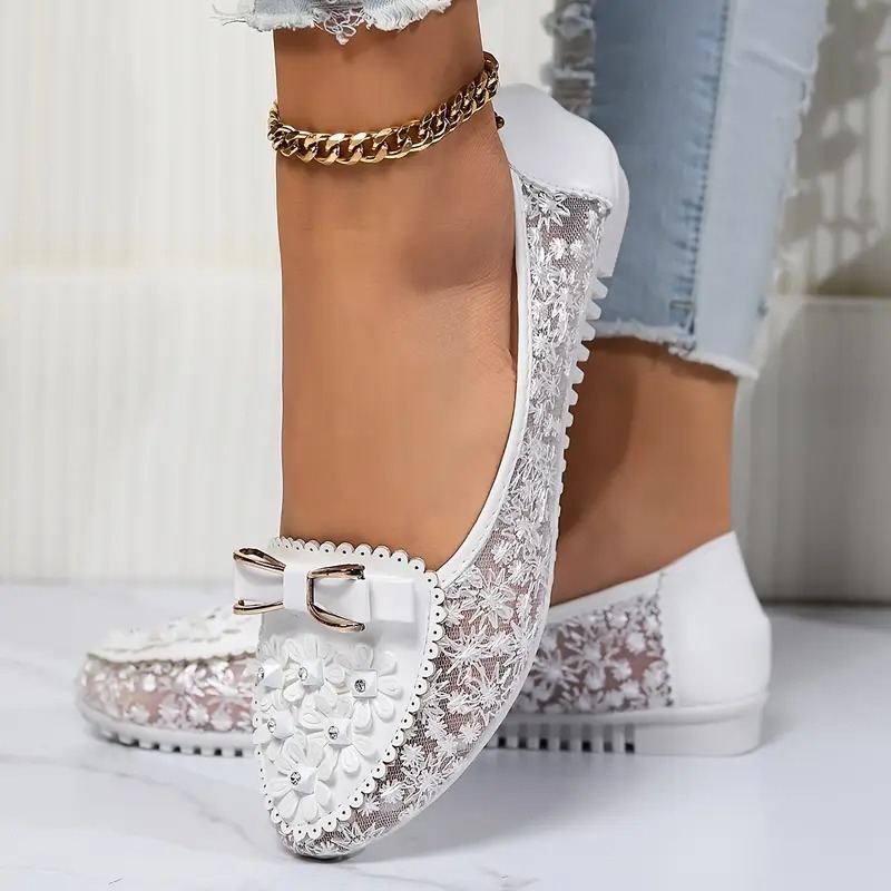 Women's Stylish Floral Mesh Flats