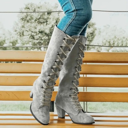 Women's Chunky Heeled Long Boots