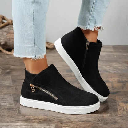 Wedge Heel Side-Zip Ankle Boots