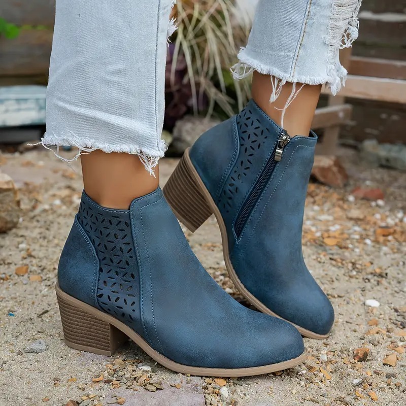 Women's Vintage Chunky Heel Ankle Boots