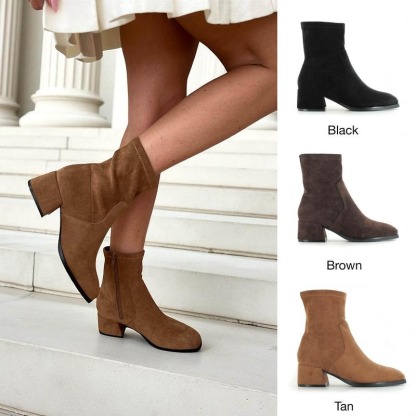 Fax Suede Ankle Boots