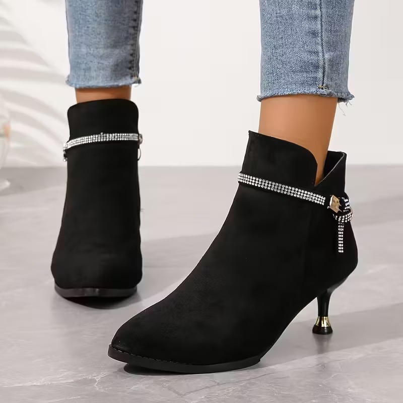 Women's Rhinestone Heeled Boots