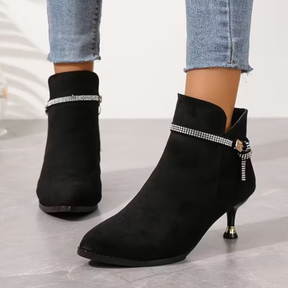 Women's Rhinestone Heeled Boots