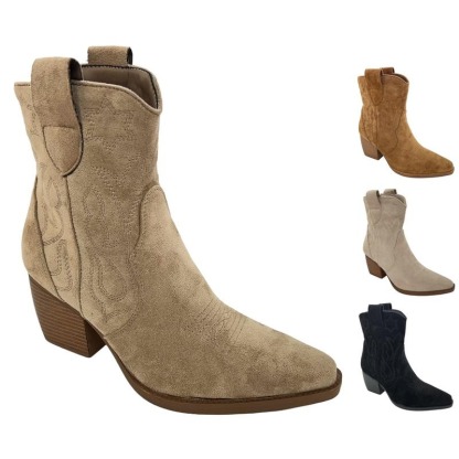 Women's Faux Suede Mid Calf Cowboy Boots