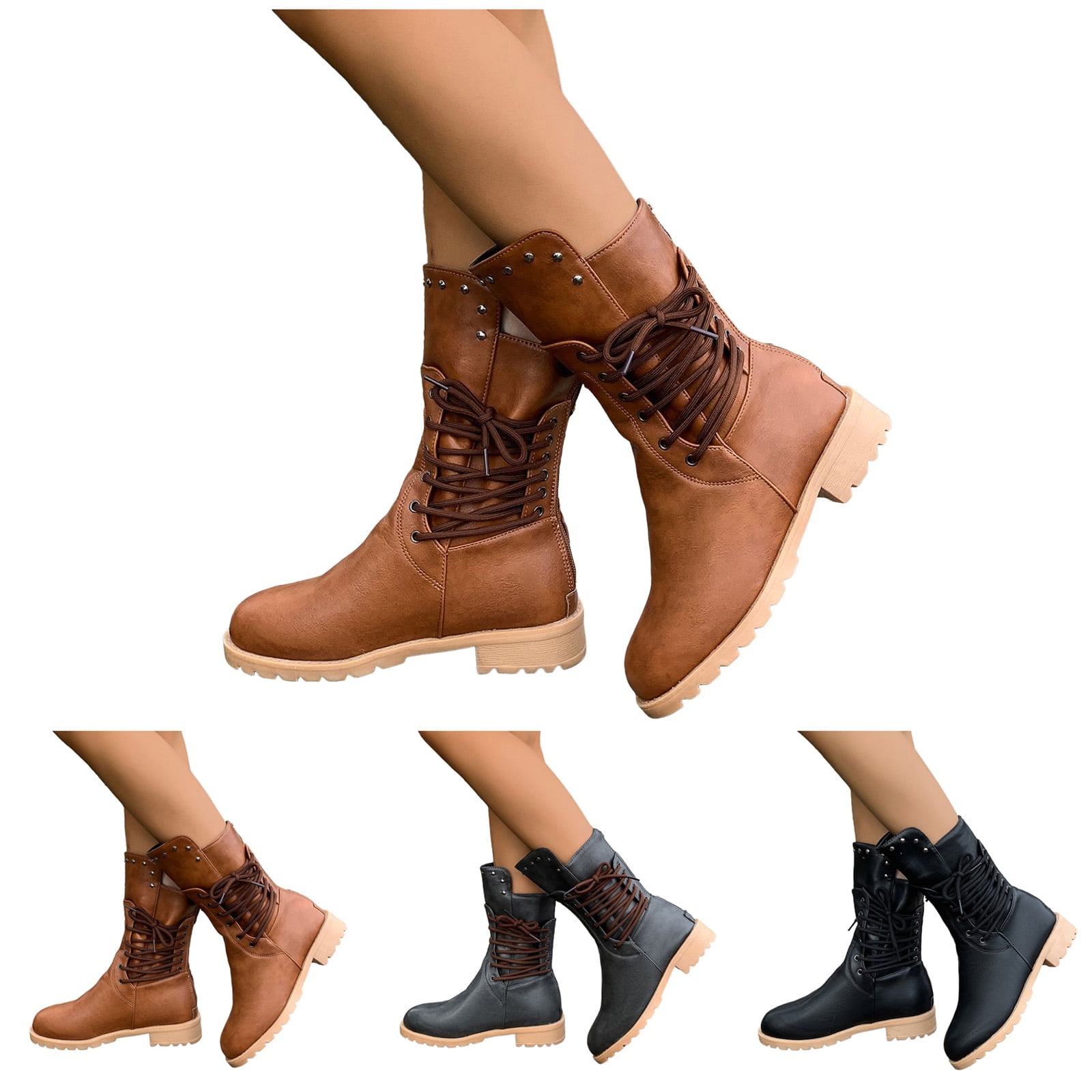 Women's Mid Calf Boots Vintage Ankle Boots