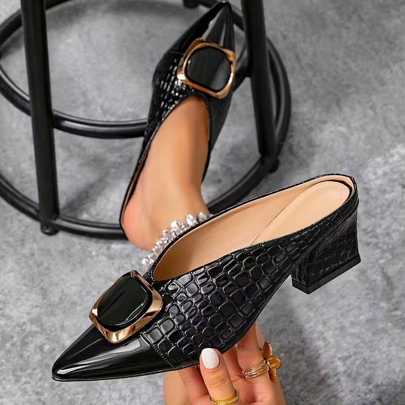 Women's Pointed Toe Buckle Heels