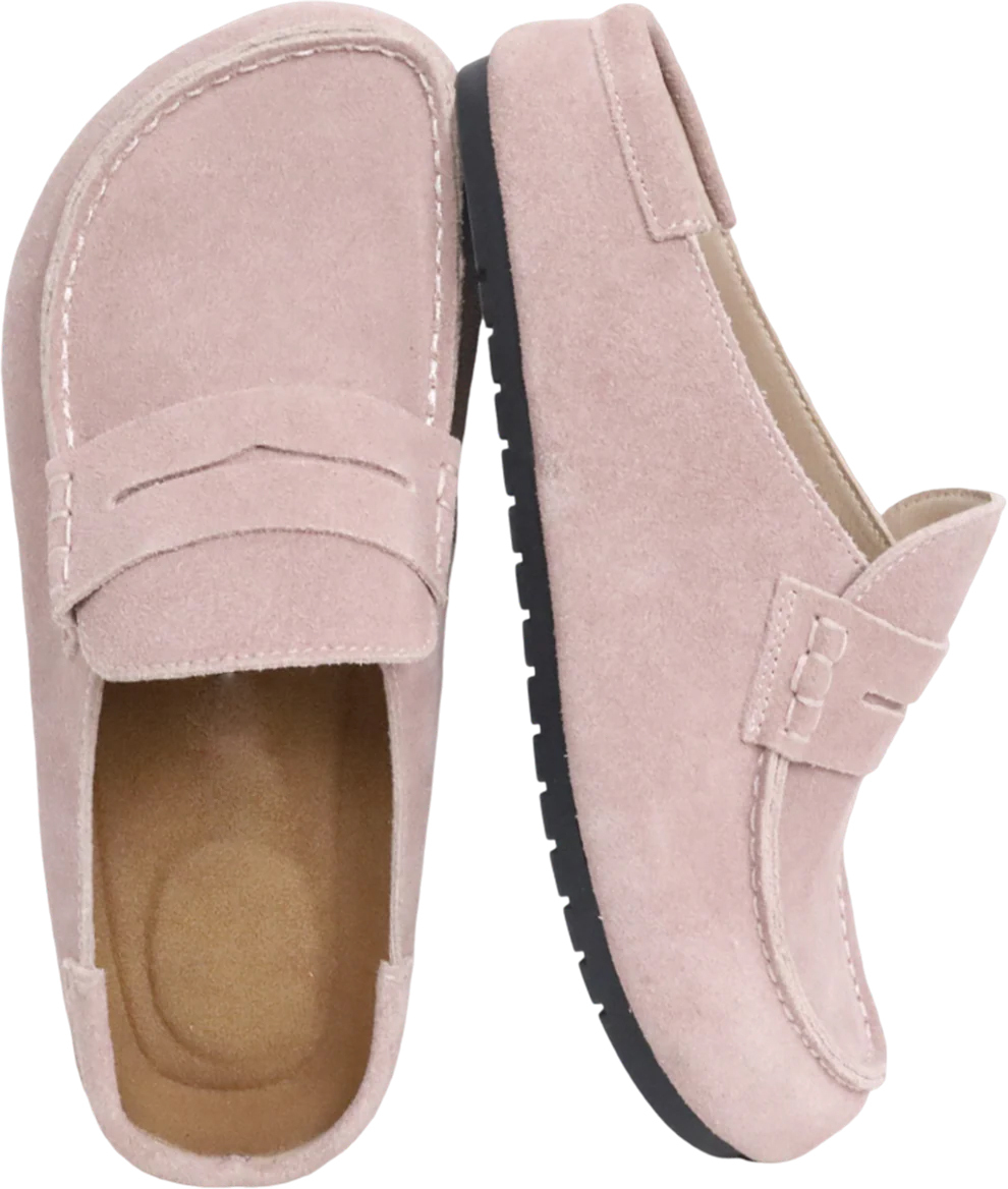 Genuine Suede Loafer Mules