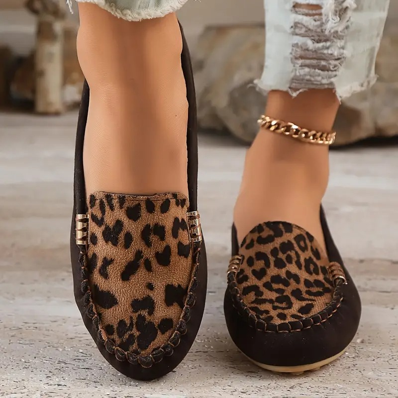 Women's Leopard Print Patchwork Loafers