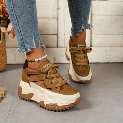 Women's Casual Lace-Up Platform Sneakers