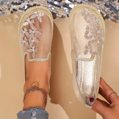 Rhinestone Butterfly Casual Flat Shoes