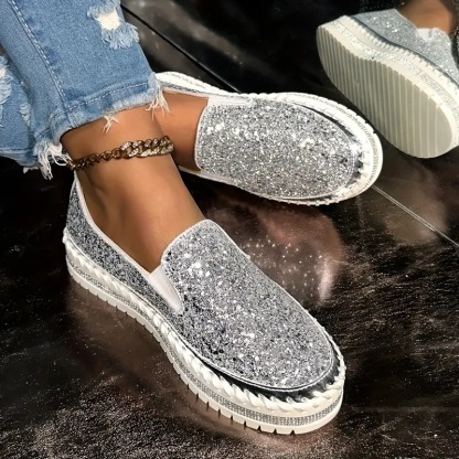 Women's Elegant Sequin Slip-On Loafers