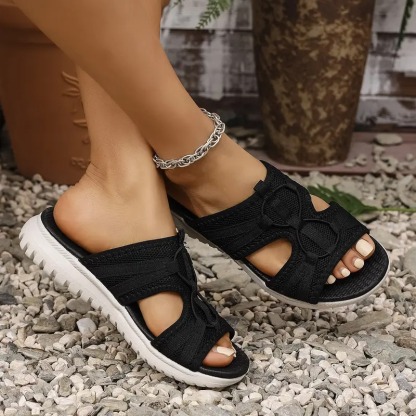 Womens Solid Color Fashion Slides