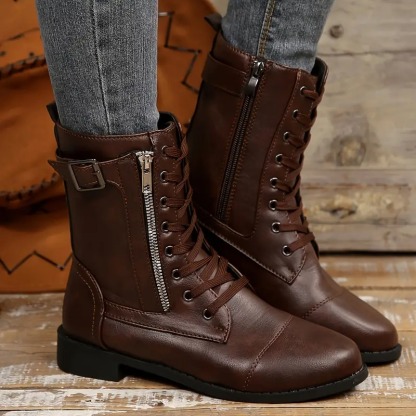 Women's Retro Chunky Sole Mid-Calf Boots