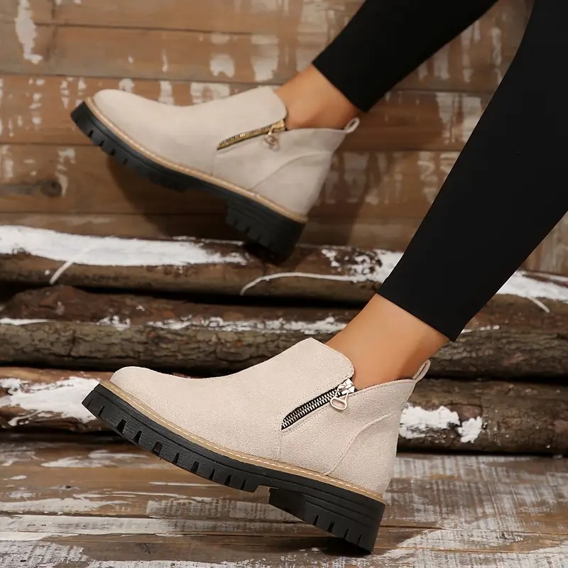 Women's Golden-Tone Zipper Ankle Boots