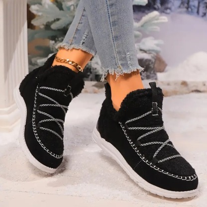 Women's Fluffy Plush Patchwork Boots