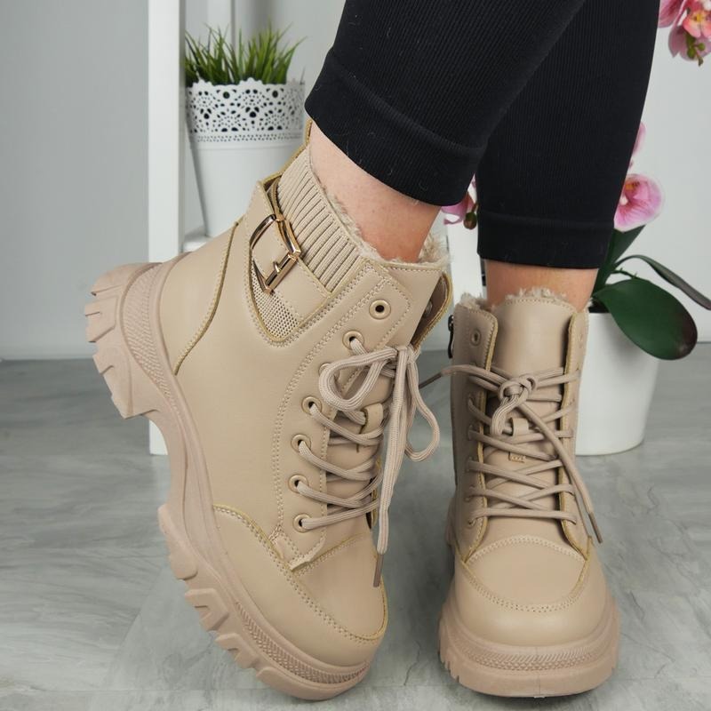 Women's Faux Fur Lace-Up Zip Boots