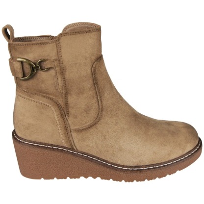 Faux Suede Zip Warm Lined Grip Ankle Boots