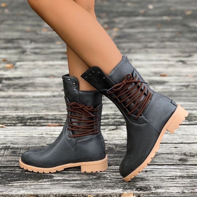 Women's Mid Calf Boots Vintage Ankle Boots