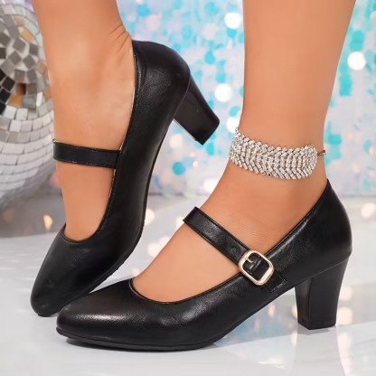 Women's French Style Buckle Mary Jane Shoes