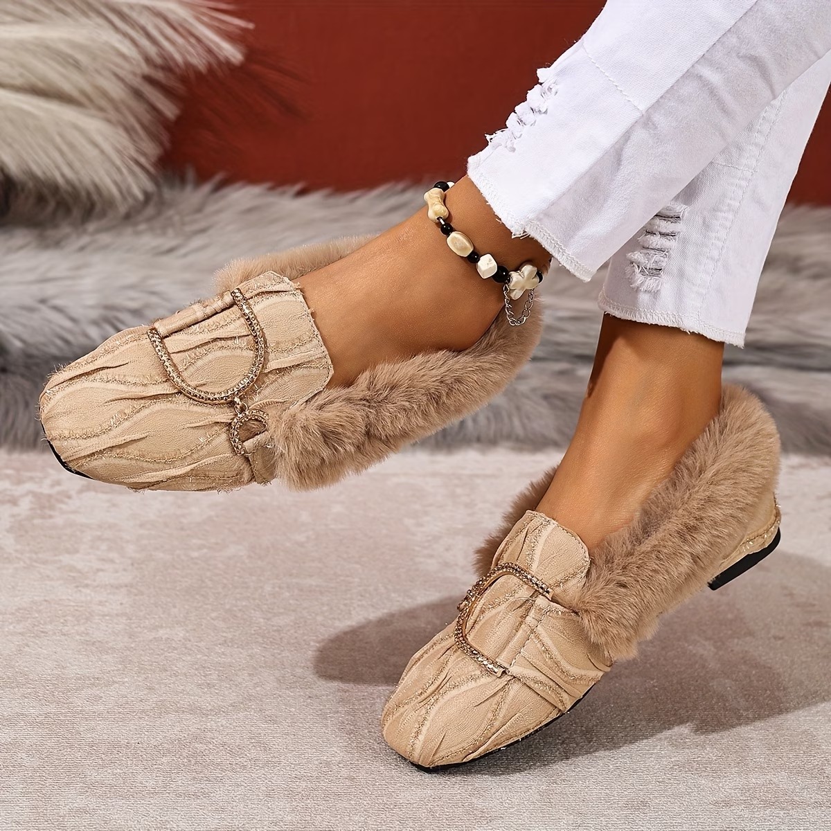 Women's Elegant Moccasin Plush Slippers