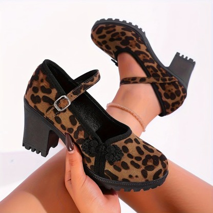 Women's Vintage Chunky Heel Flat Shoes