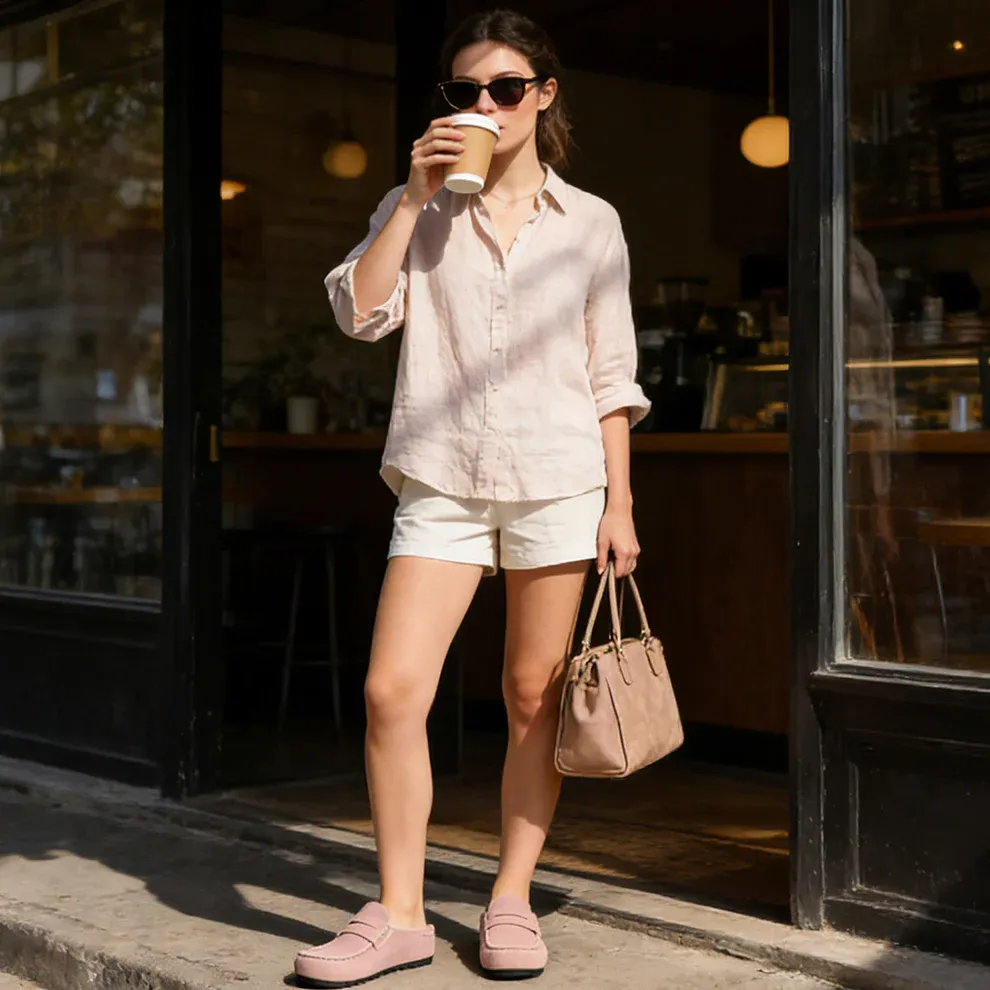 Genuine Suede Loafer Mules