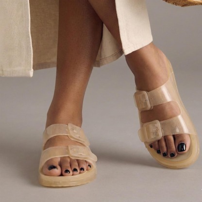 Women's Waterproof Double Buckle Slides