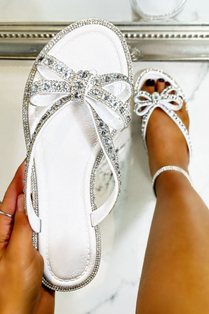 Women's Crystal Glamour Bow Flip-Flops