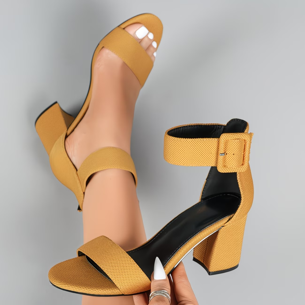 Women's Adjustable Ankle Strap Chunky Heels