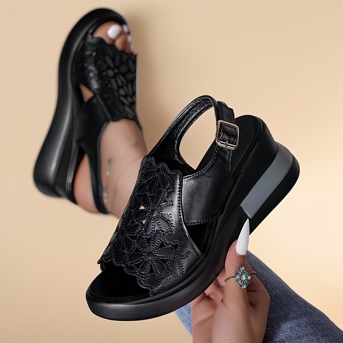 Women's Hollow Lace Up High-Heeled Sandals