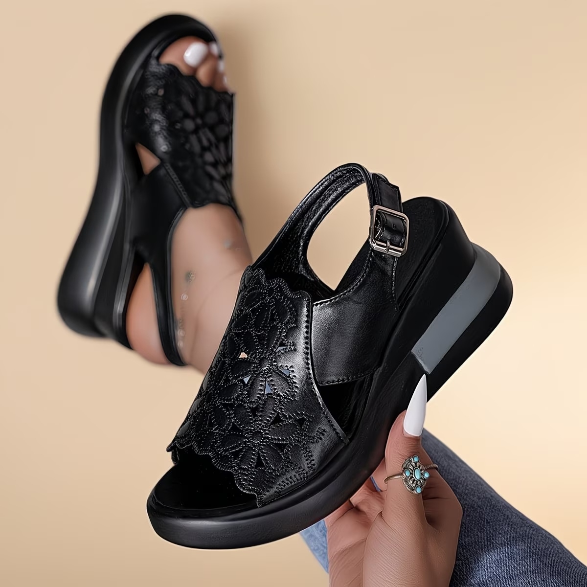 Women's Hollow Lace Up High-Heeled Sandals