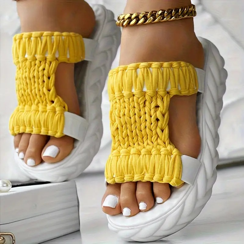 Women's Solid Color Braided Sandals