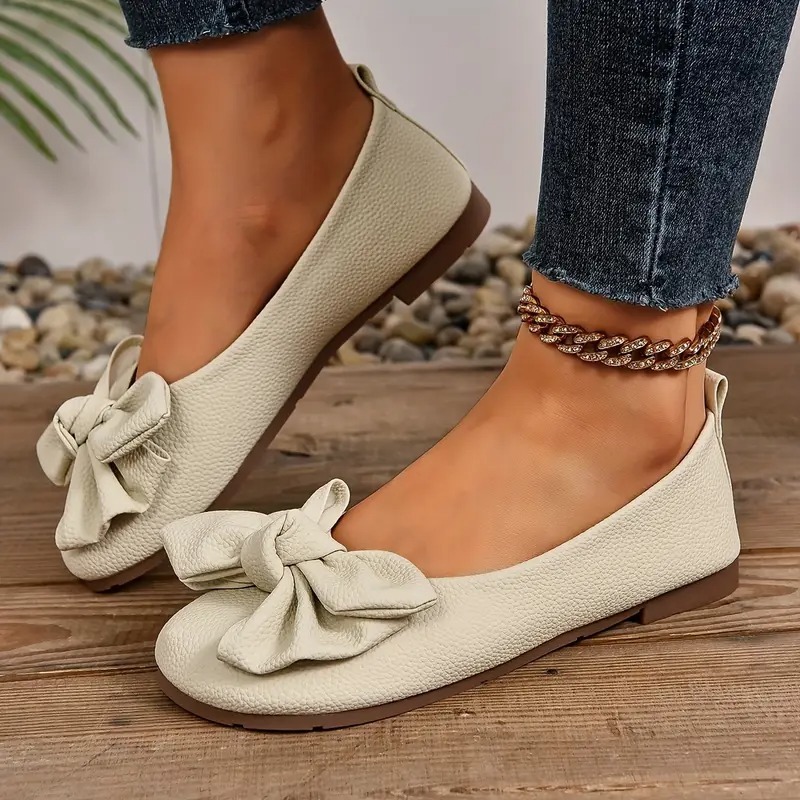 Leather Bowknot Wedge Heeled Loafers