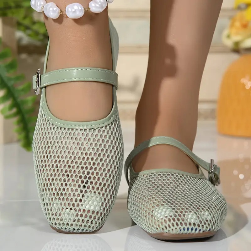 Breathable Vintage Square Toe Flats