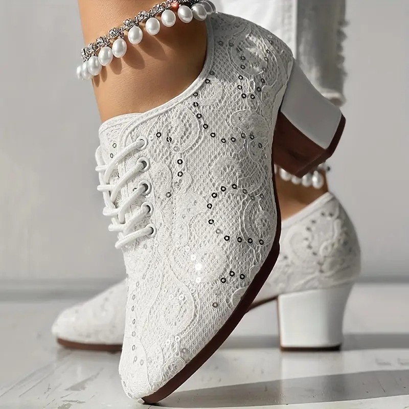 Closed Toe Lace-Up Latin Dance Heels