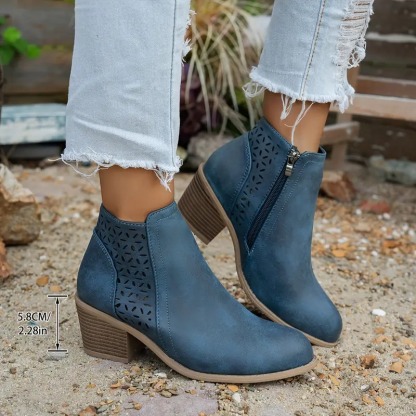 Women's Vintage Chunky Heel Ankle Boots
