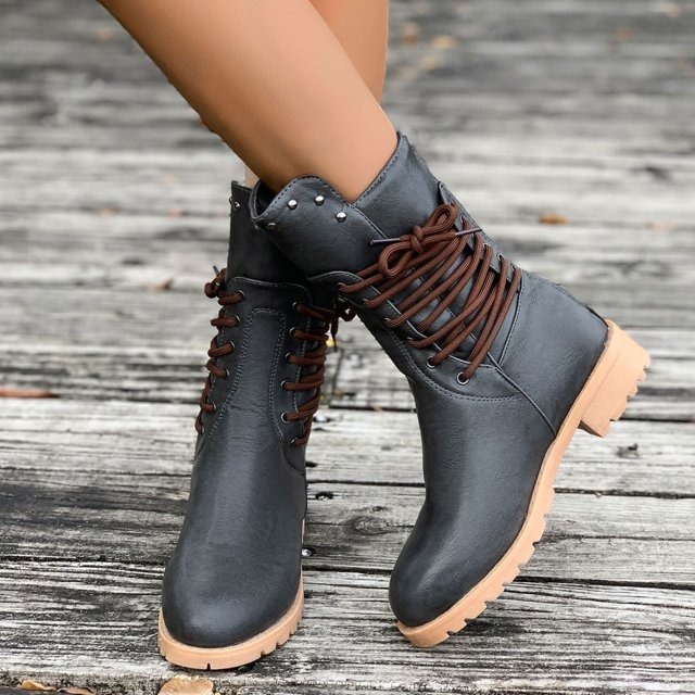 Women's Mid Calf Boots Vintage Ankle Boots