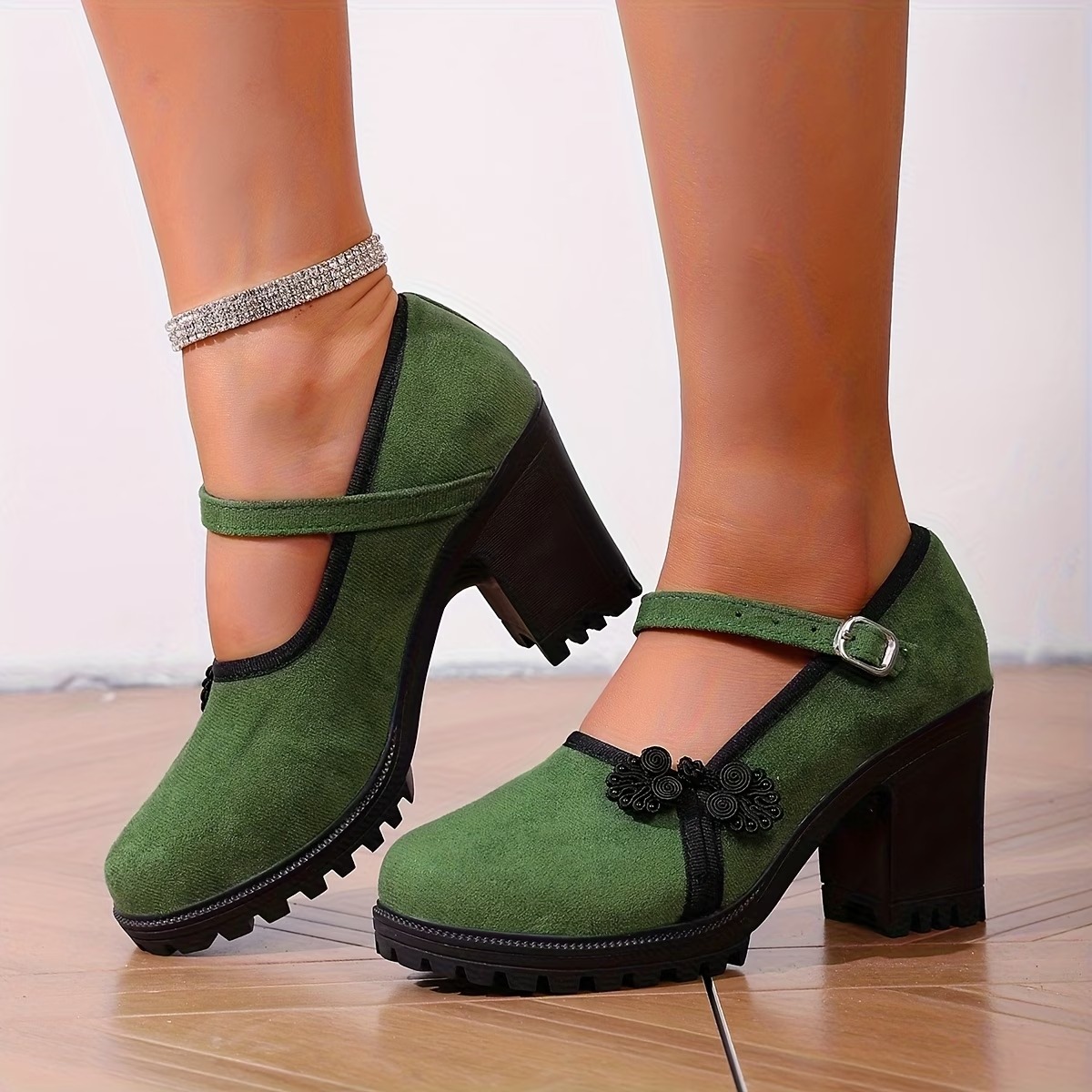 Women's Vintage Chunky Heel Flat Shoes