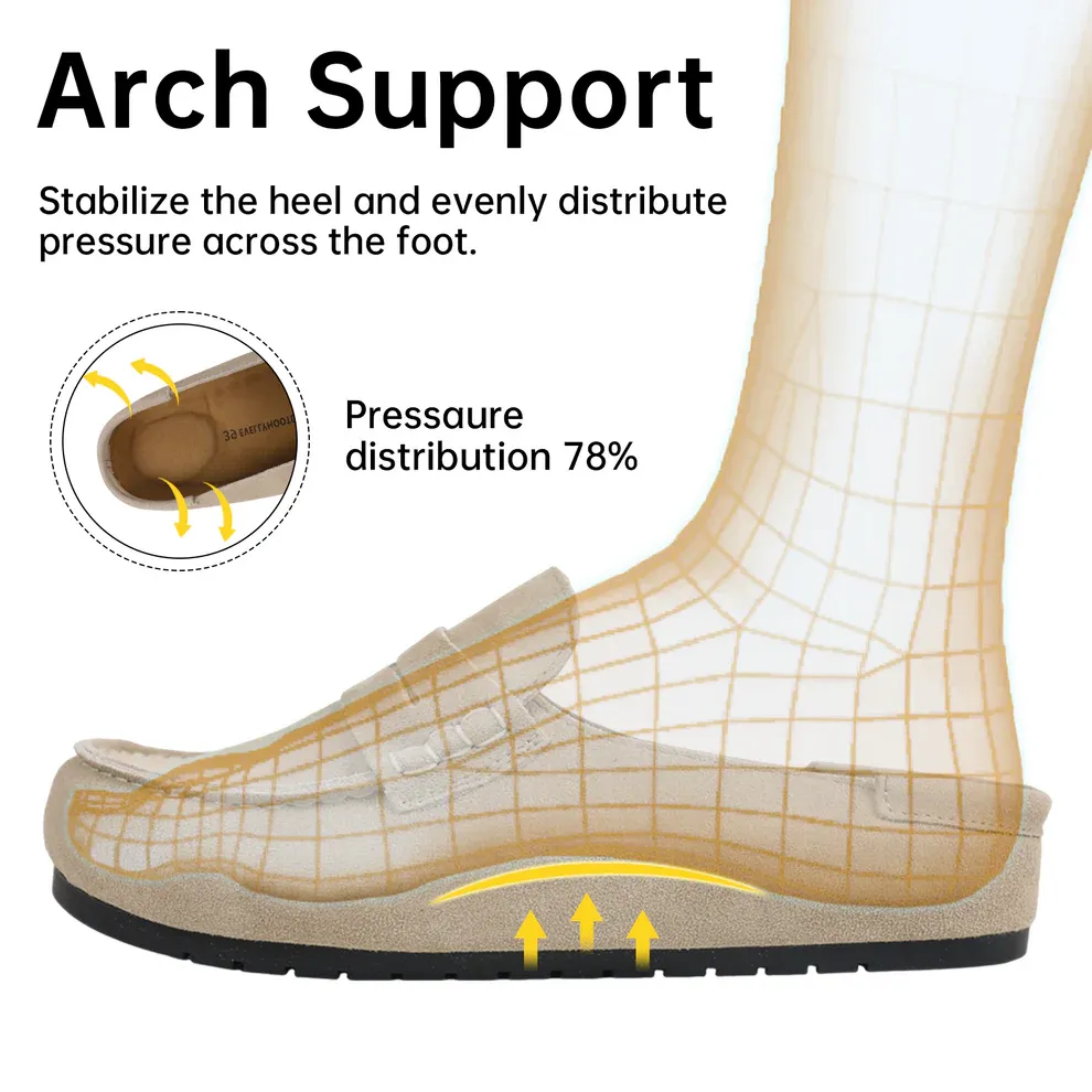 Genuine Suede Loafer Mules