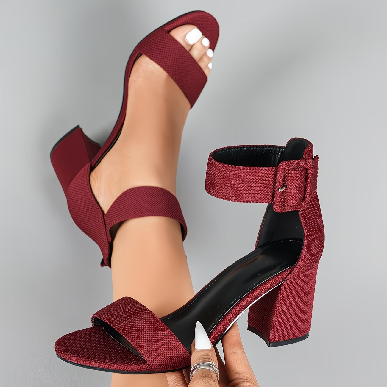 Women's Adjustable Ankle Strap Chunky Heels