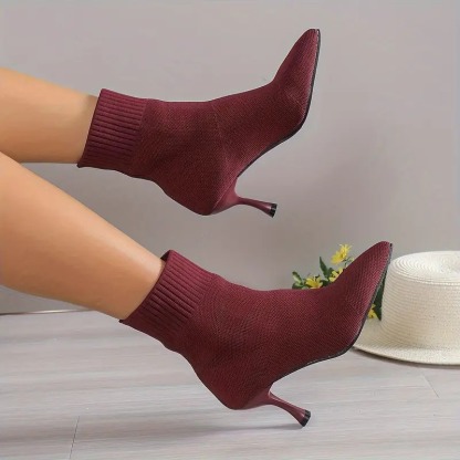 Elegant Solid Color Fabric Ankle Booties