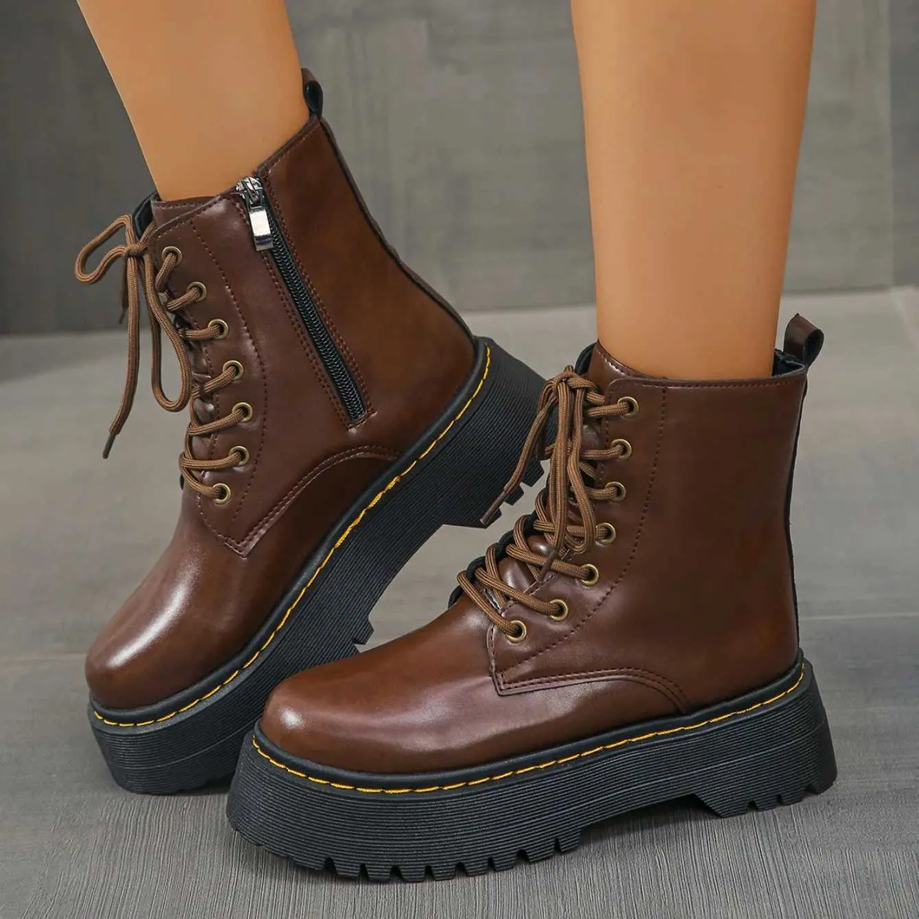 Women's Side Zipper Martens Boots