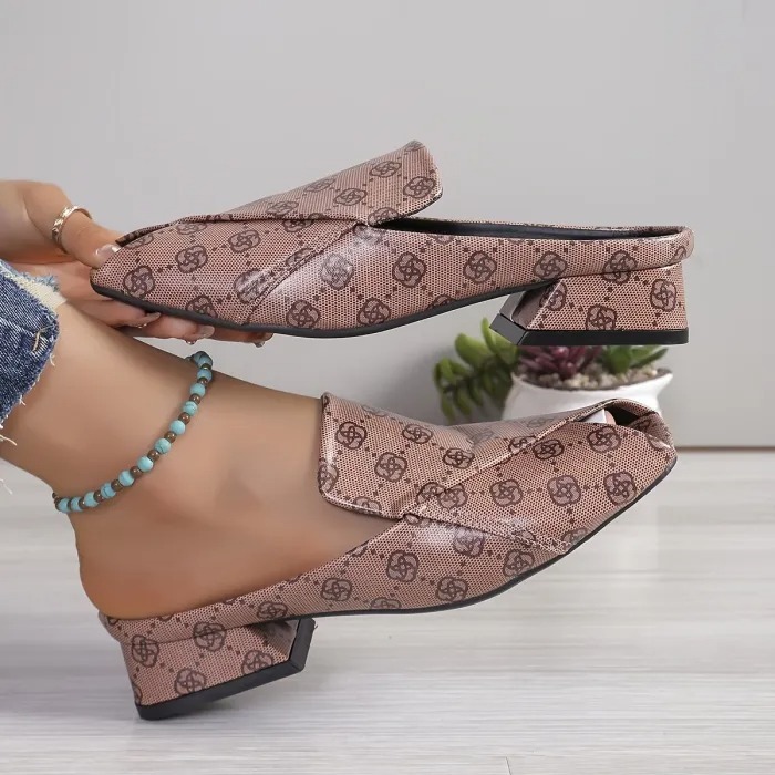 Stylish Square Toe Chunky Low Heels